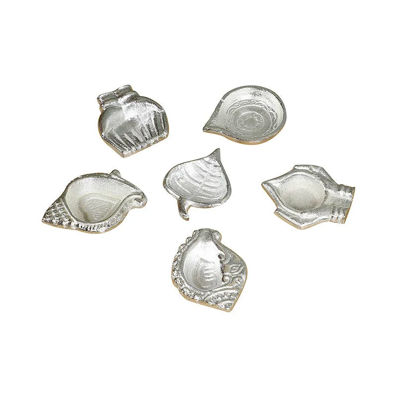 Shankh Aluminium Diya - Set Of Six media 4