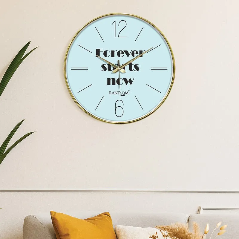Forever Starts Now Round Analog Wall Clock - Sky Blue media 1