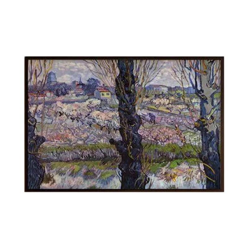 View Of Arles Flowering Orchards By Vincent Van Gogh - Black Frame media 6