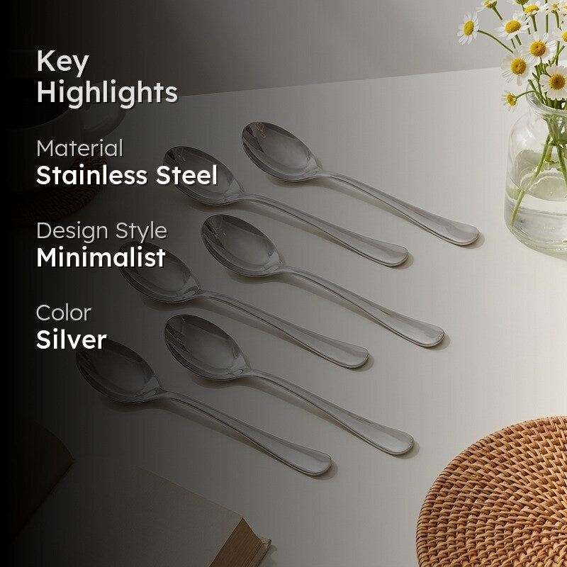 Baguette Stainless Steel Soup Spoon - Set of Six media 2