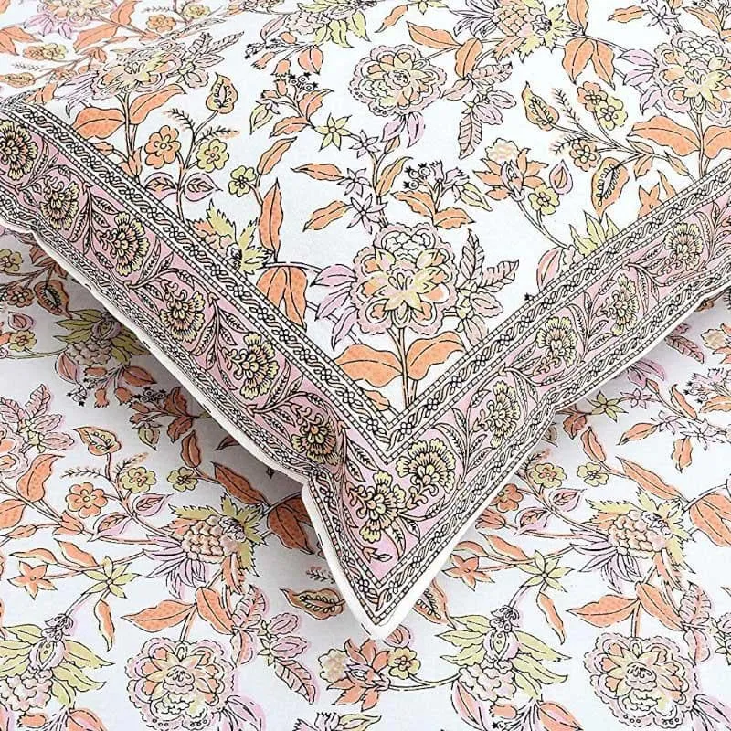 Posy Party Cotton Bedsheet (Orange) - 180 TC media 3