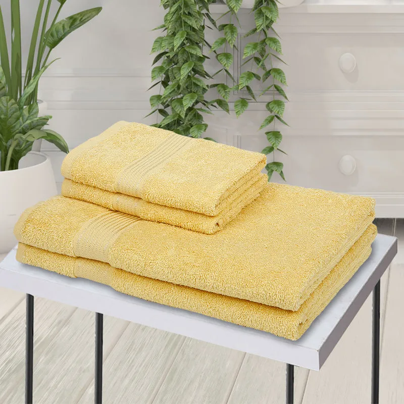 Eva Quick Dry Towel Combo (Yellow) - Four Piece Set media 1