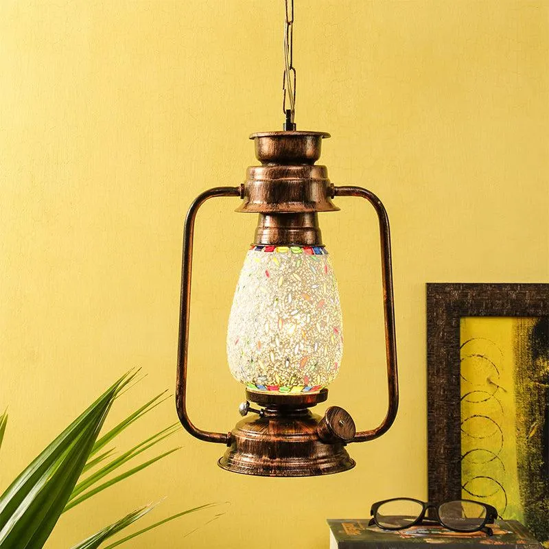 Siera Mosaic Lantern Glass Ceiling Lamp - Copper media 2