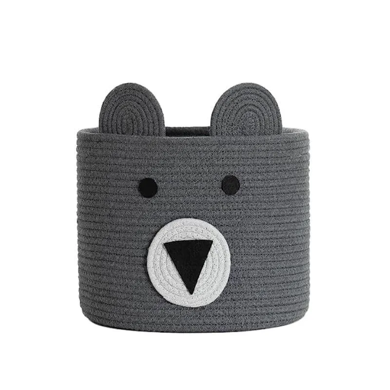 Bruno Bear Cotton Storage Basket - Grey media 4