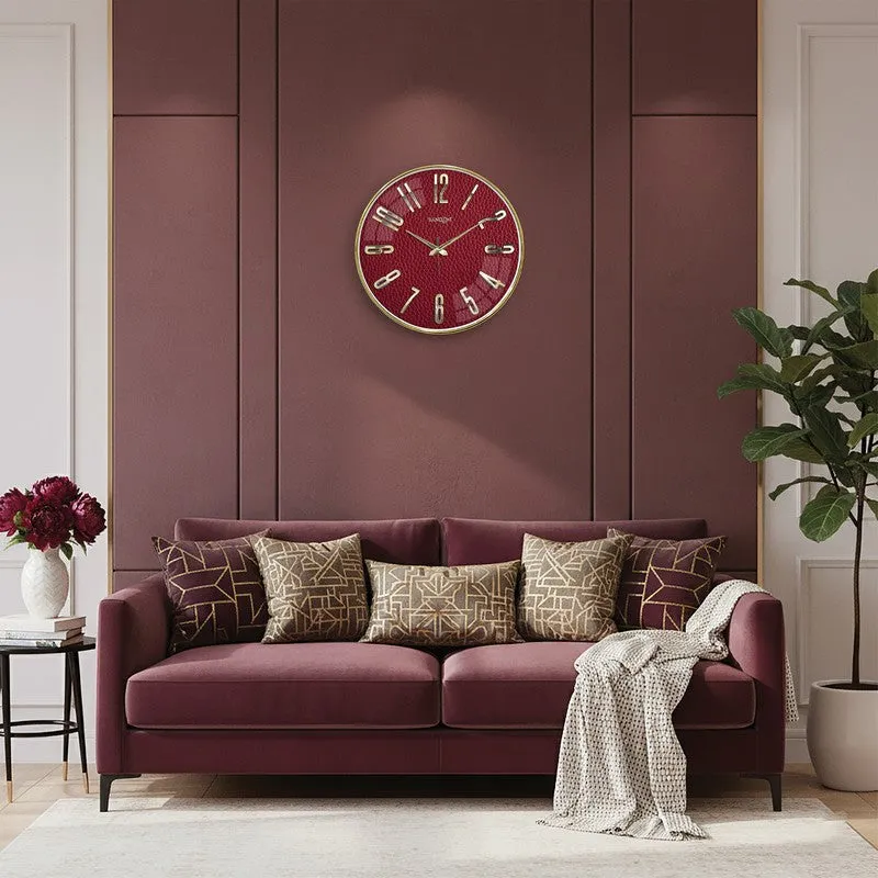 Elite Numeric Plastic Wall Clock - Maroon & Gold media 4