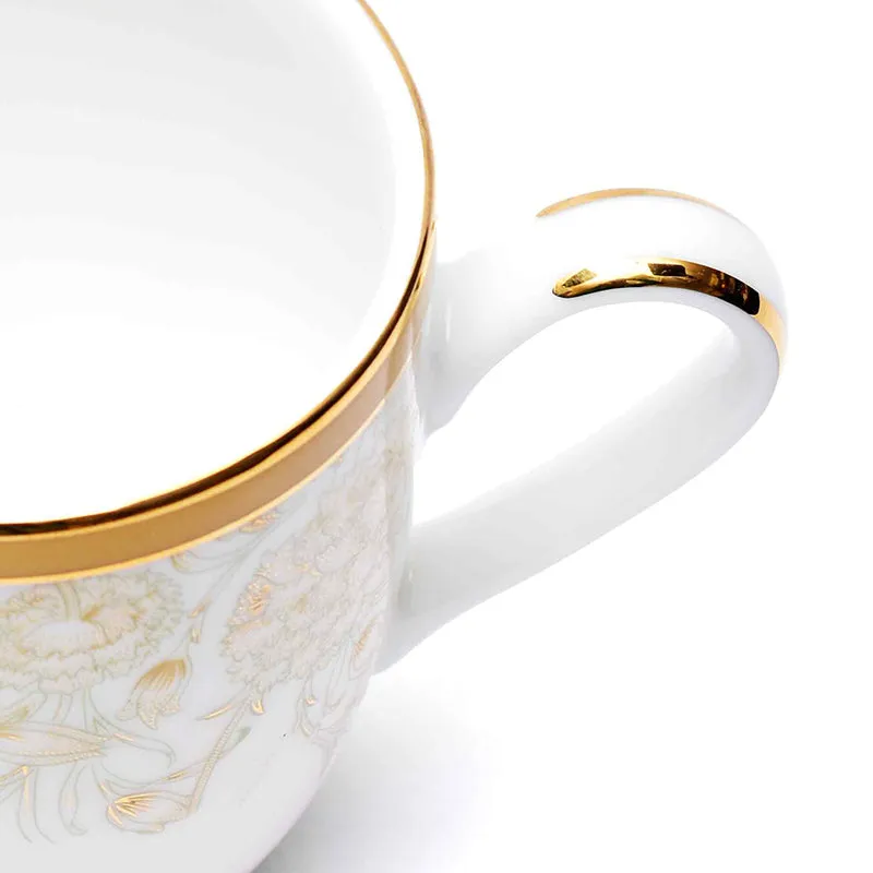 Gilded Iris Coupe 24k Gold Brushed Porcelain Coffee Mug(280 mL Each/Gold) - Set Of Four media 5