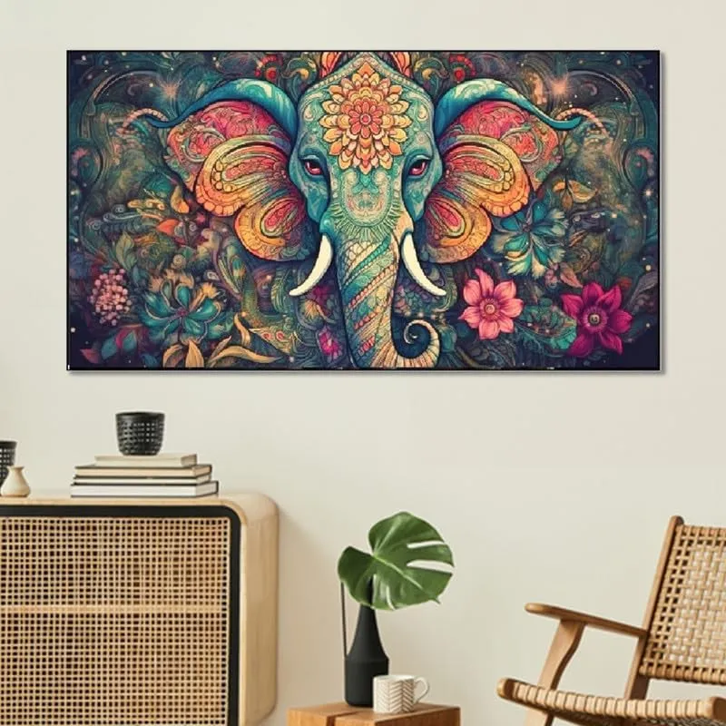 Mystic Gajraj Canvas Wall Painting With Frame media 3