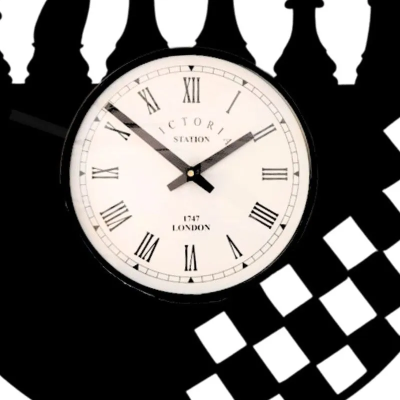 Chessline Steel Analog Wall Clock - Black media 5
