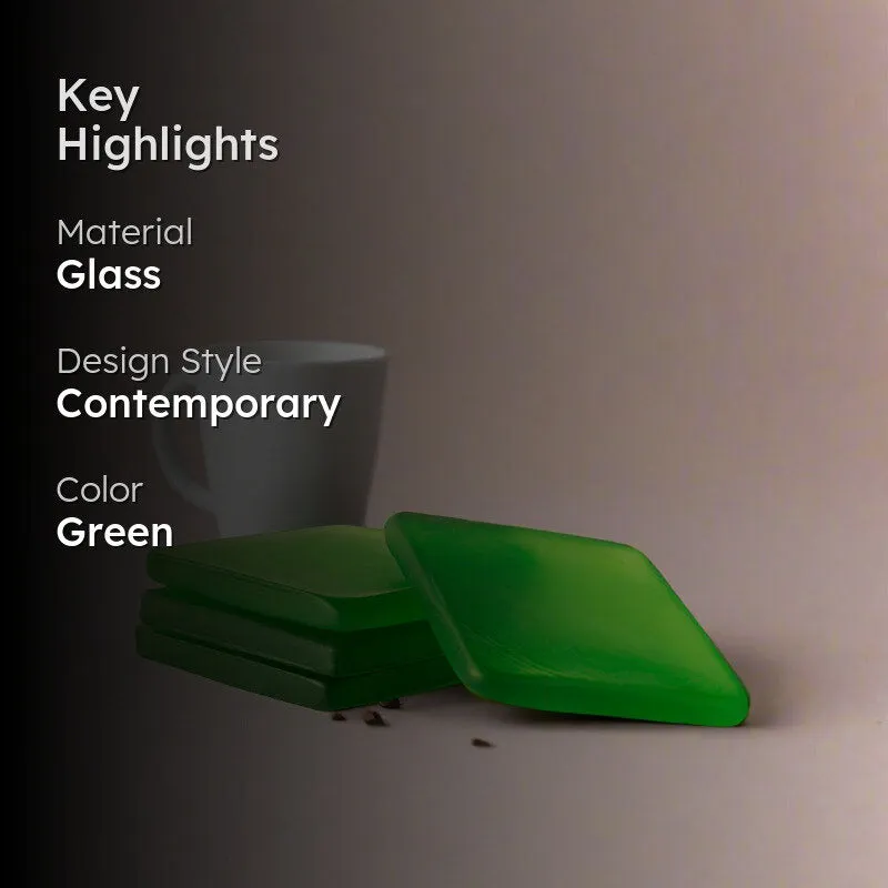 Glossy Diamond Mist Glass Coaster (Green) - Set Of Four media 2