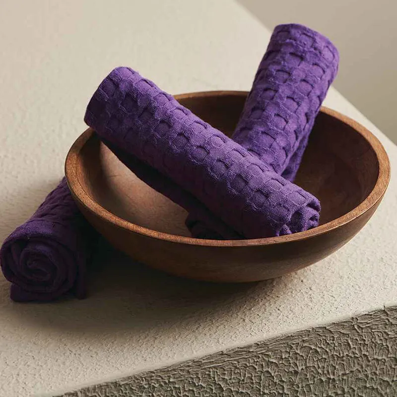 Haimi Textured Waffle Towel Combo (Purple) - Four Piece Set media 3