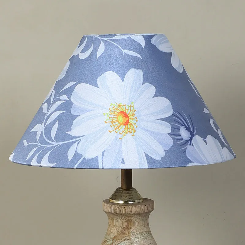 Daisy Blooms Curbe Printed Mango Wood Table Lamp - White,Blue,Brown media 5