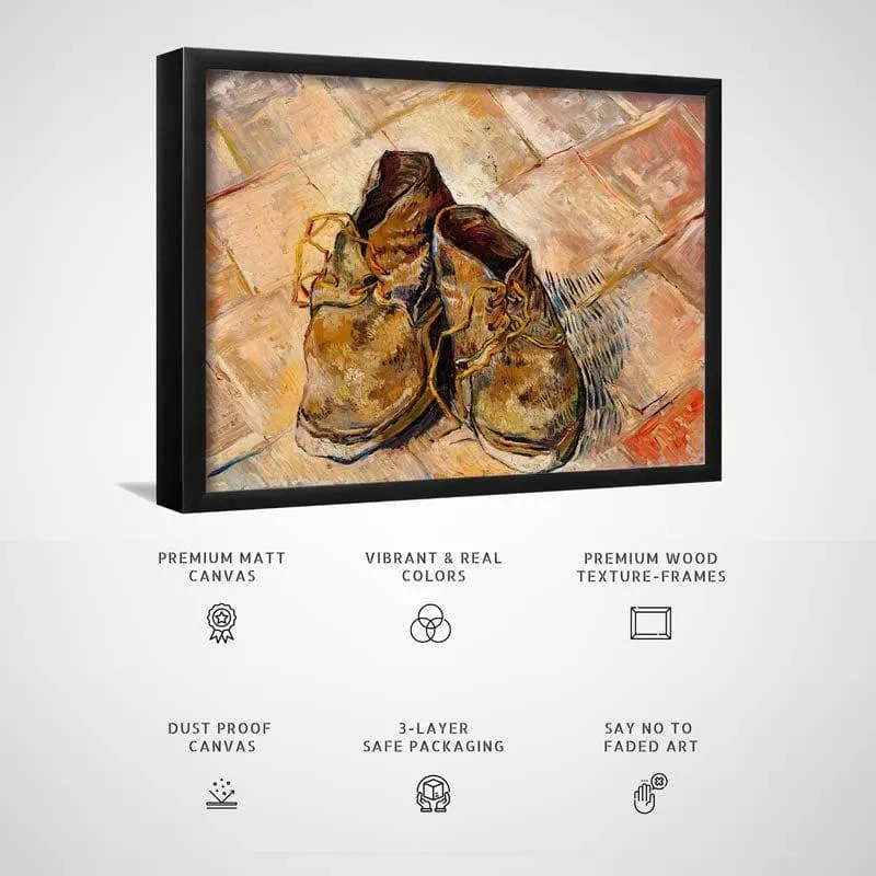 Canvas Painting Of Shoes By Vincent Van Gogh - Black Frame media 3