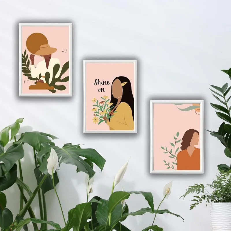 Sunlit Muse Paper Wall Painting With Frame - White media 3