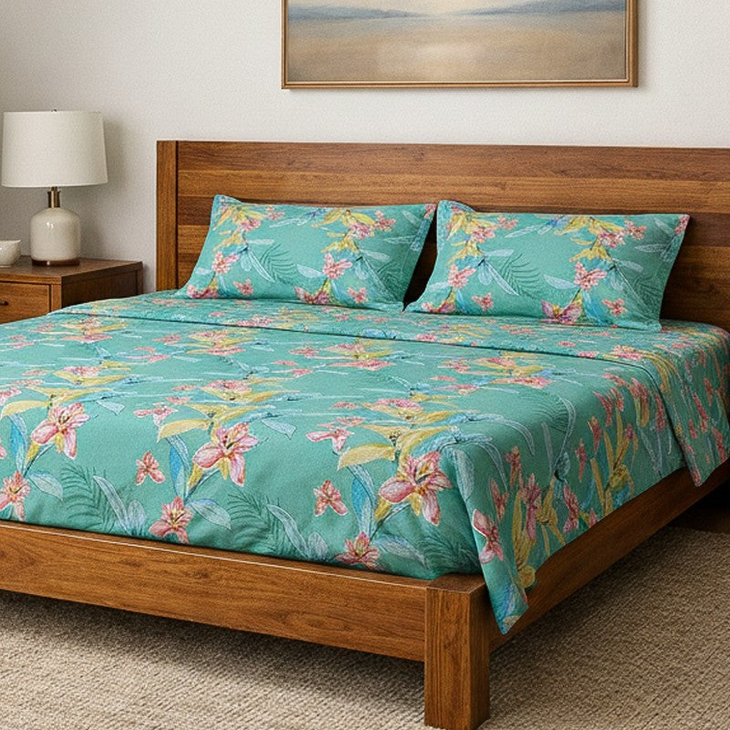 Entwined Floral Microfiber Bedsheet - 115 GSM media 3