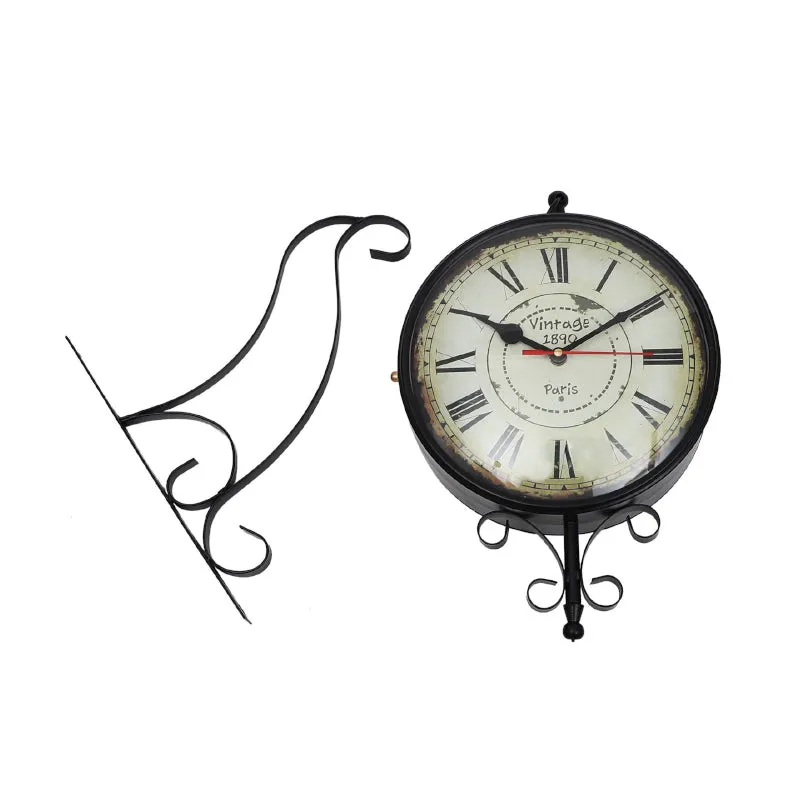 Nira Double Sided Roman Numeral Station Clock - Black & Beige media 3