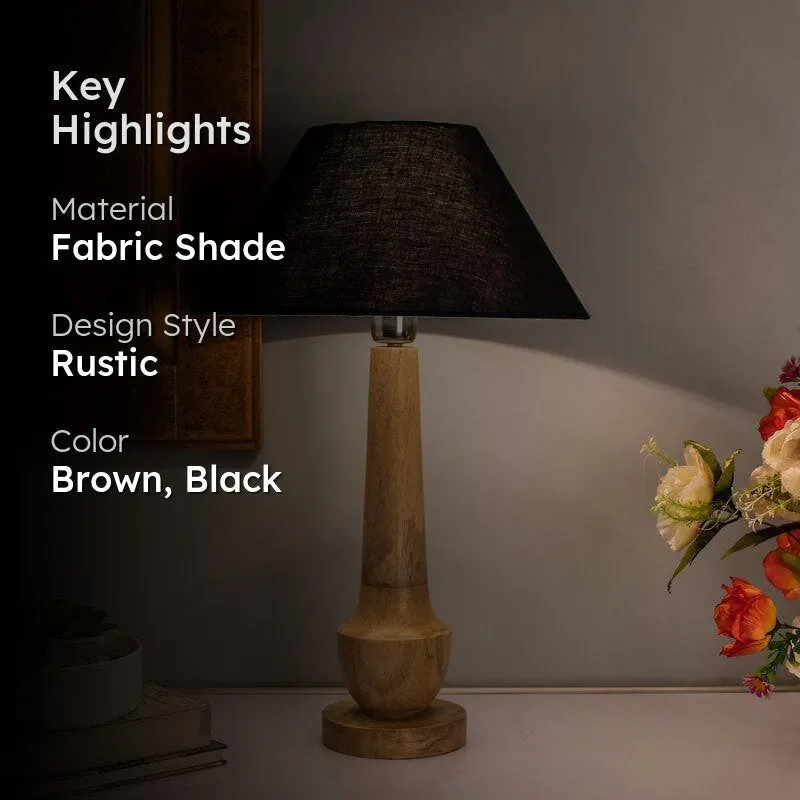 Classic Cubist Fabric Table Lamp With Conical Shade - Brown,Black media 2