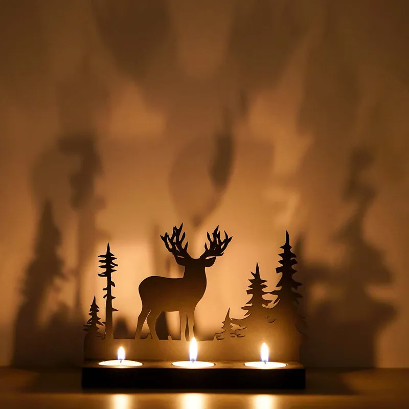 Dasher Wood Christmas Tea Light Holder - Black media 5