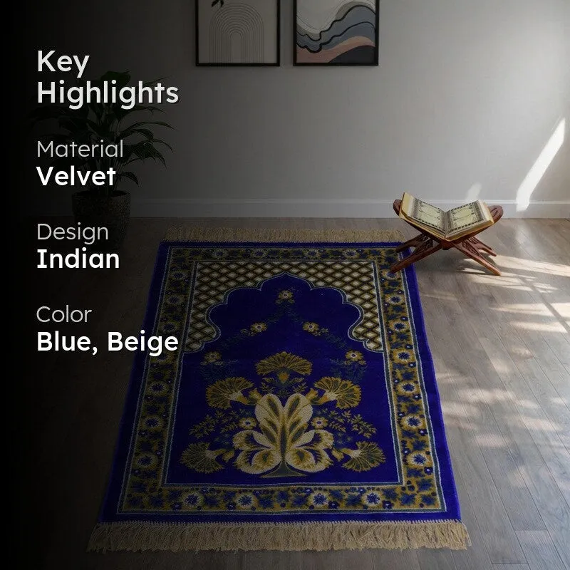 Noorara Velvet Prayer Mat - Blue media 2