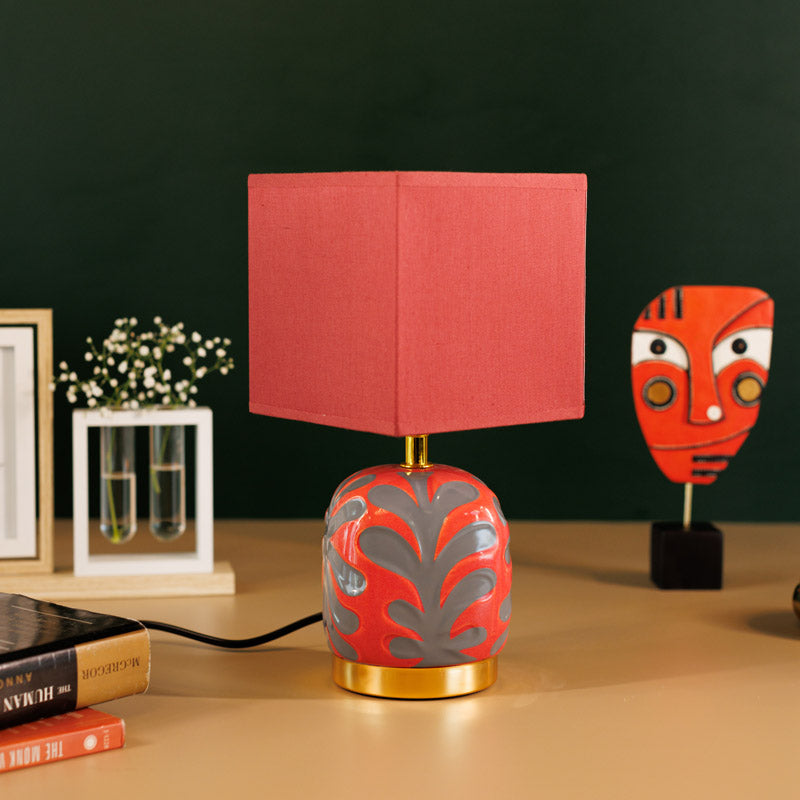 Savena Ceramic Table Lamp - Red,Grey media 5