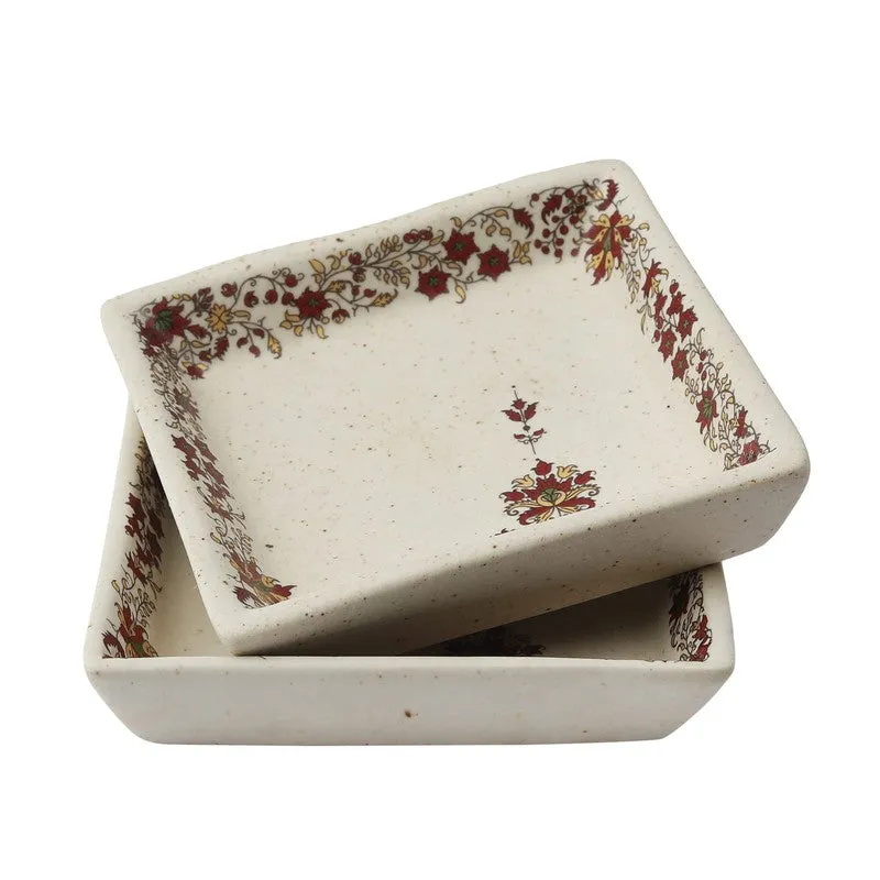 Mudleaf Multicolor Square Stoneware Platter - Set of Two media 4