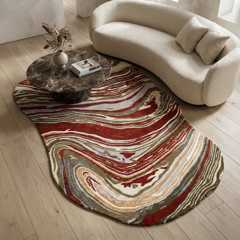 Arvion Wool & bamboo Silk Carpet - Maroon - 5 x 8 ft