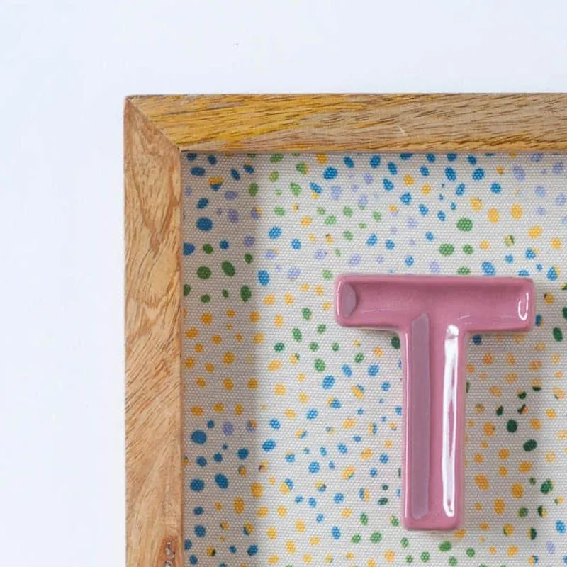 (T) Mini Mottled Mono Ceramic & Wooden Wall Accent - Pink media 3