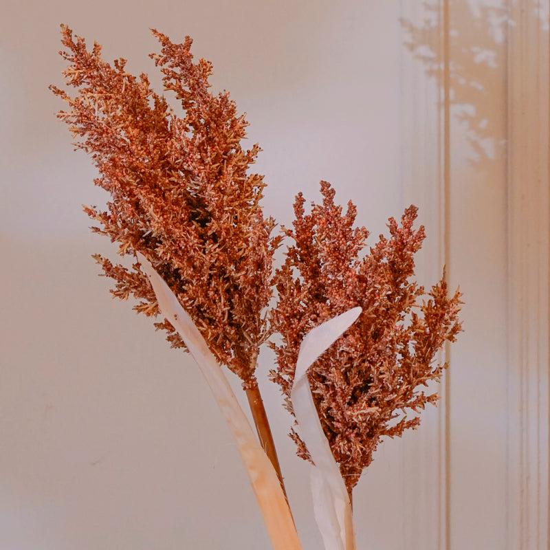 Faux Pearl Millet Grass Flower Stick (Brown) - 38 CM media 4
