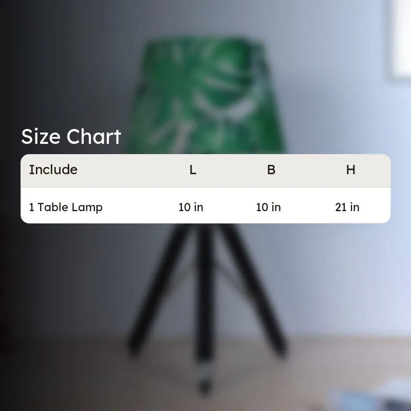 Kaizen Fold Printed Tripod Mango Wood Table Lamp - Green,White,Black media 6