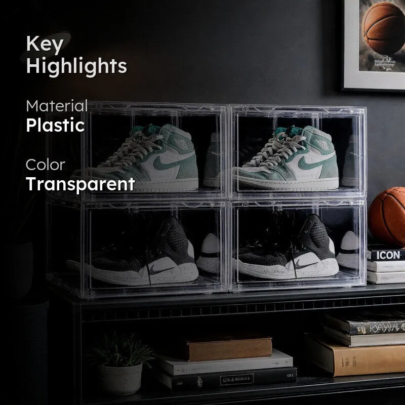 Transparent Stackable Shoe Storage Boxes - Set Of Four media 2