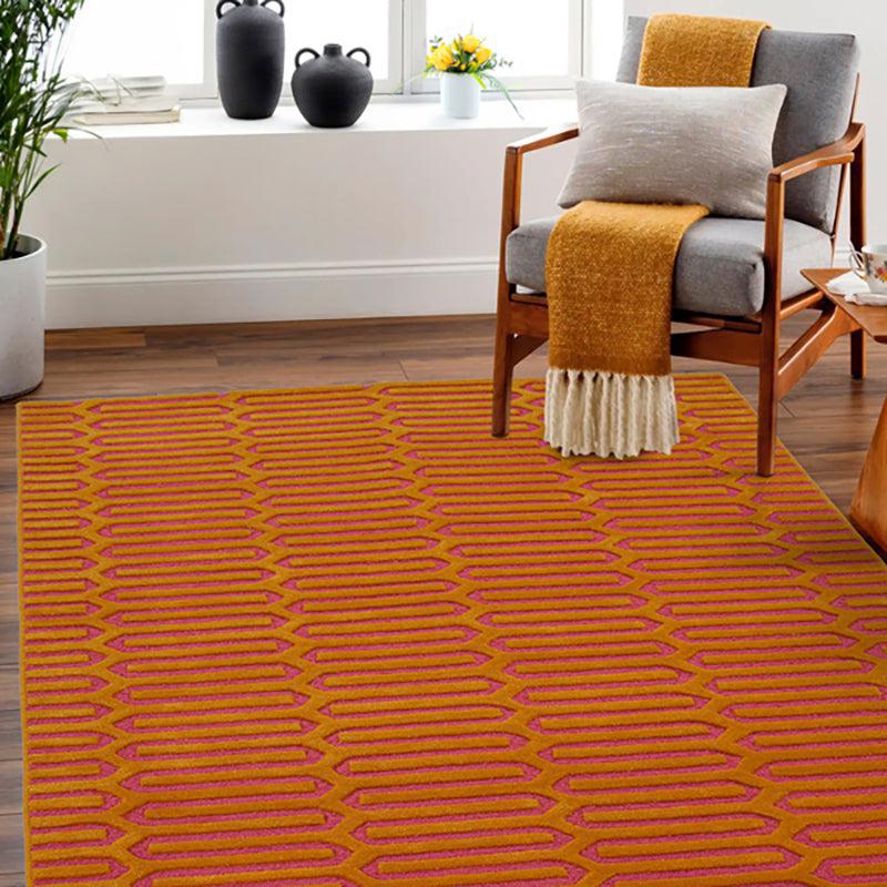 Diores Geometric Wool & Nylon Carpet - Orange media 3