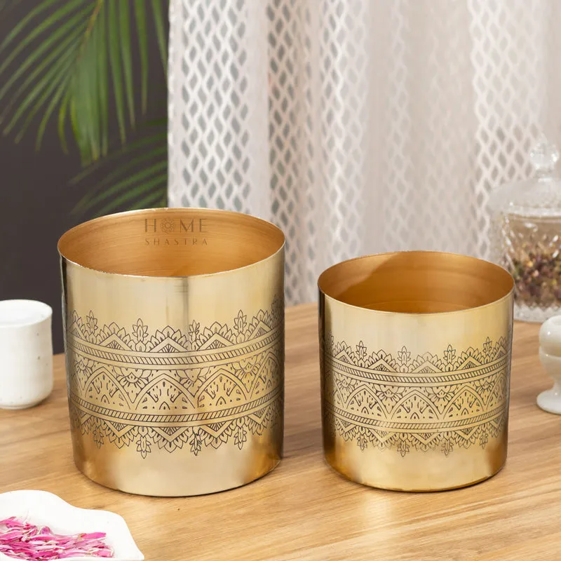 Vinyas Raaga Golden Planter - Set Of Two media 3
