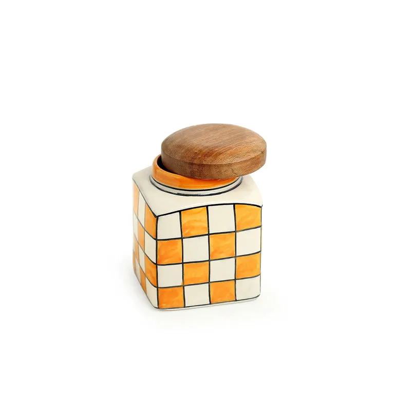 Manoranj Square Handpainted Storage Jar (480 ML) - Set Of two media 3