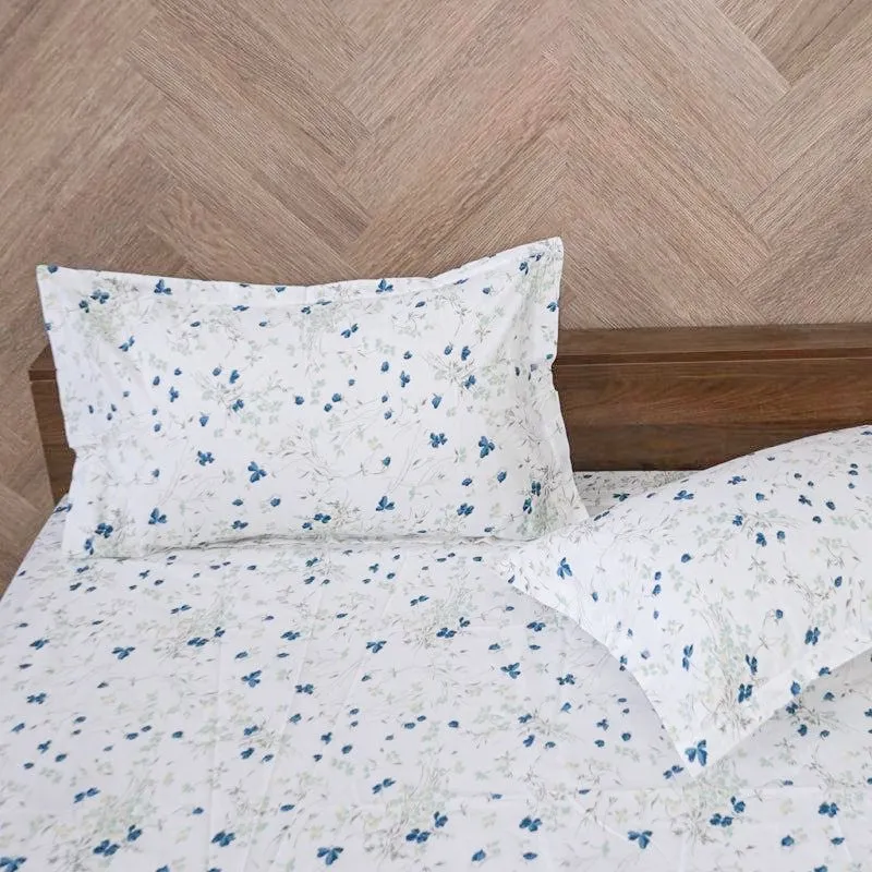 Vishva Floral Cotton Bedsheet (Turquoise) - 180 TC media 4