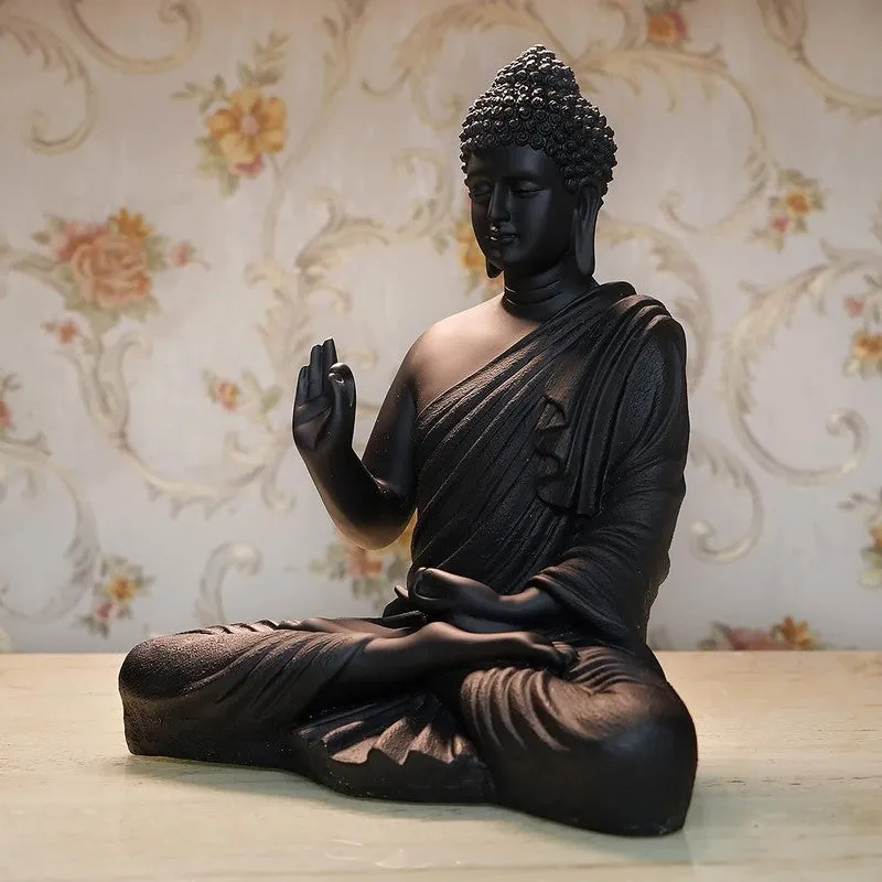 ZenAura Meditating Buddha Marble Showpiece - Black - 5