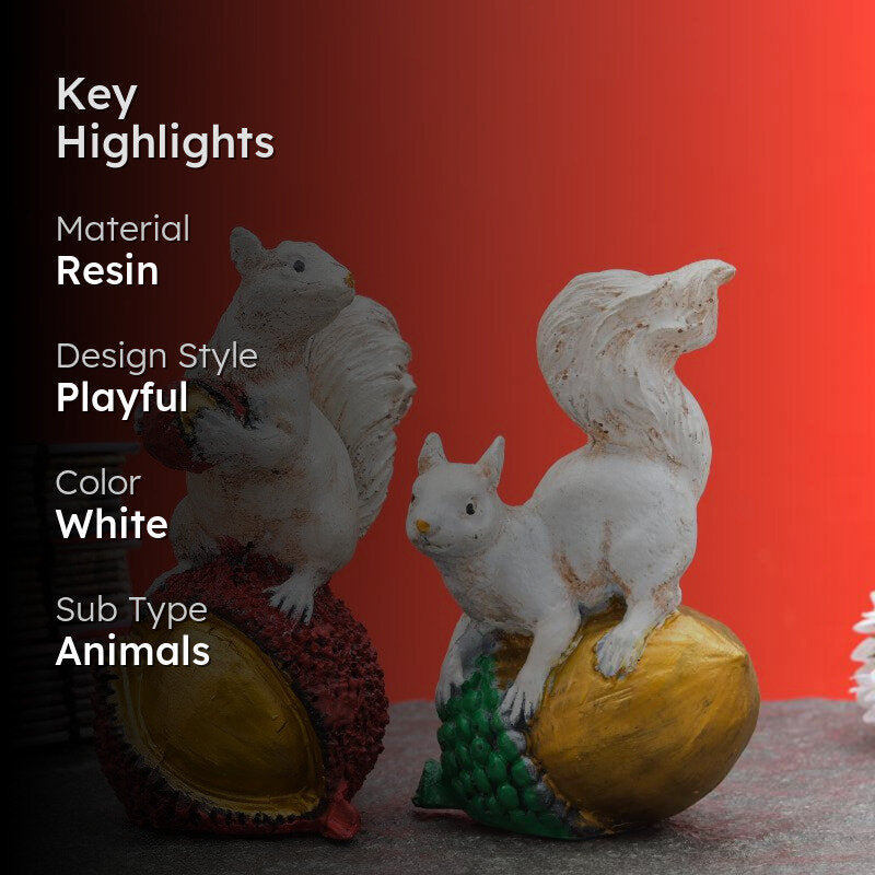 Acorn Steal Squirrel Showpiece - Set Of Two media 2