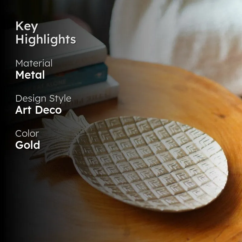 Pineapple Pristine Metal Platter - Gold media 2