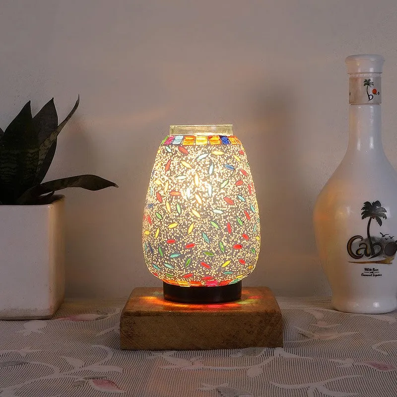 Aurvia Glass Table Lamp With Wooden Base - Multicolor media 3