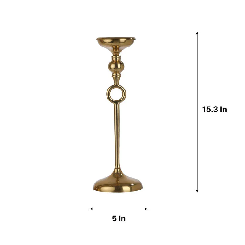 Luna Pillar Candle Holder (Gold) - Small media 3