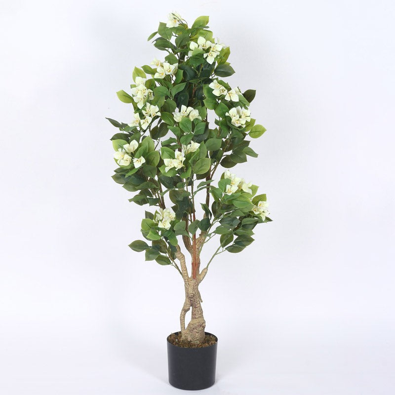 Faux Realtouch White Bougainvillea Plant With Black Plastic Pot - 4.1 Feet media 5