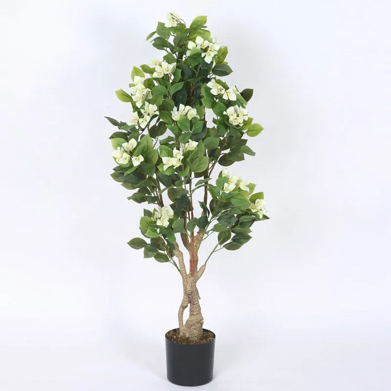 Faux Realtouch White Bougainvillea Plant With Black Plastic Pot - 4.1 Feet media 5