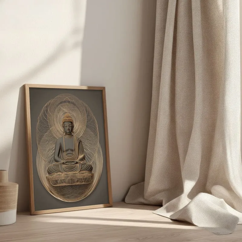 Buddha Archival Paper Wall Painting With Brown Frame media 3