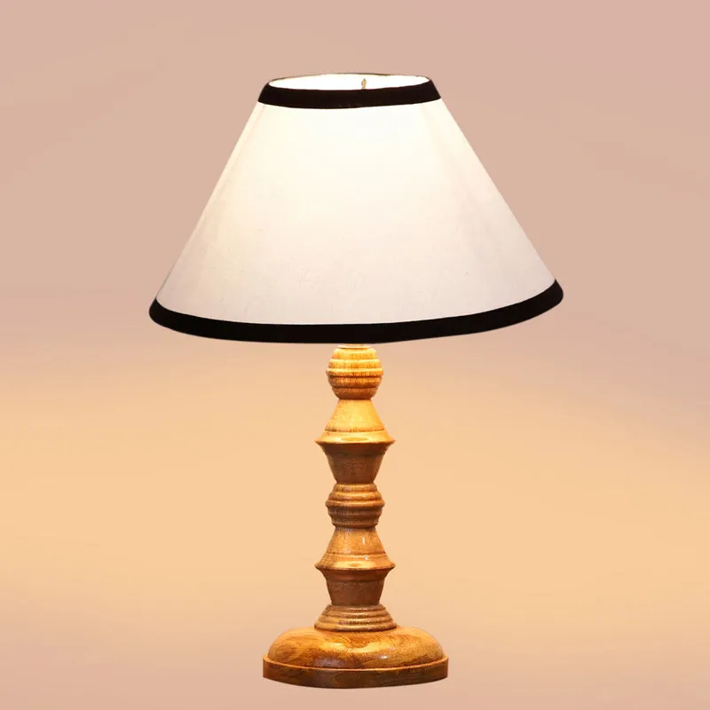 Cotin II Stripe Timber Wooden Table Lamp - White,,Brown media 4