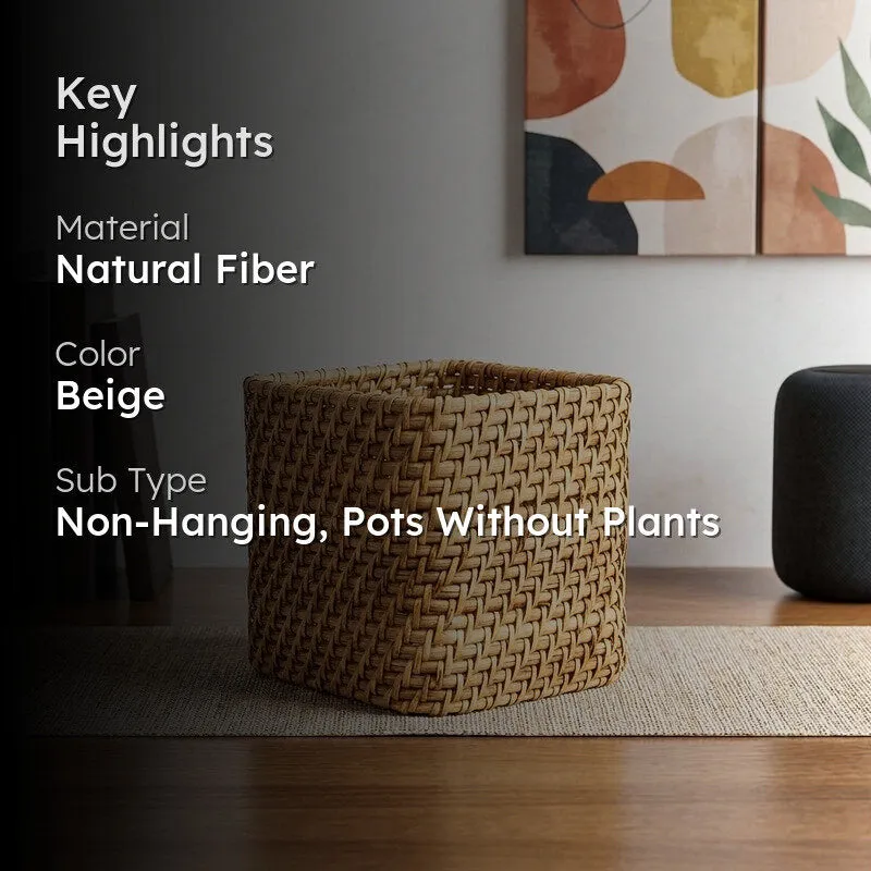 Ugaoo Square Cane Planter (15 CM) - Brown media 2