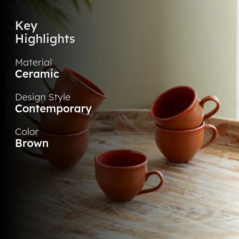 Terra Ceramic Tea Cup (120 mL Each) - Set of Six media 2