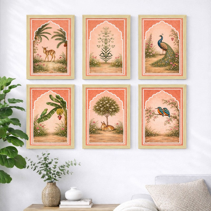 Echoes of Mewar Paper Wall Painting With Frame - Set Of Six media 4
