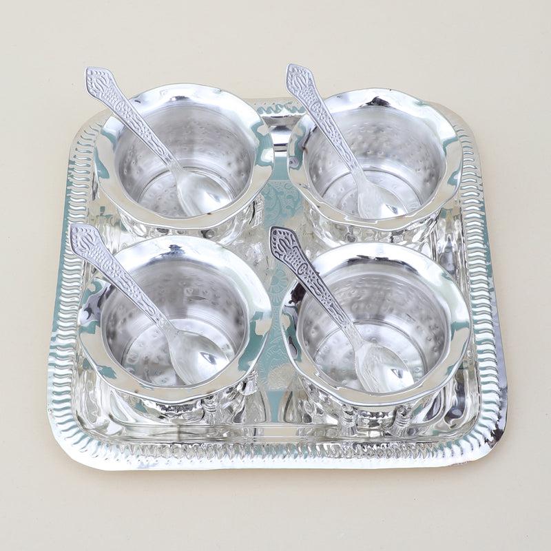 Karuna Silver Bowl With Spoon & Tray (200 ML) - Set Of Nine media 5