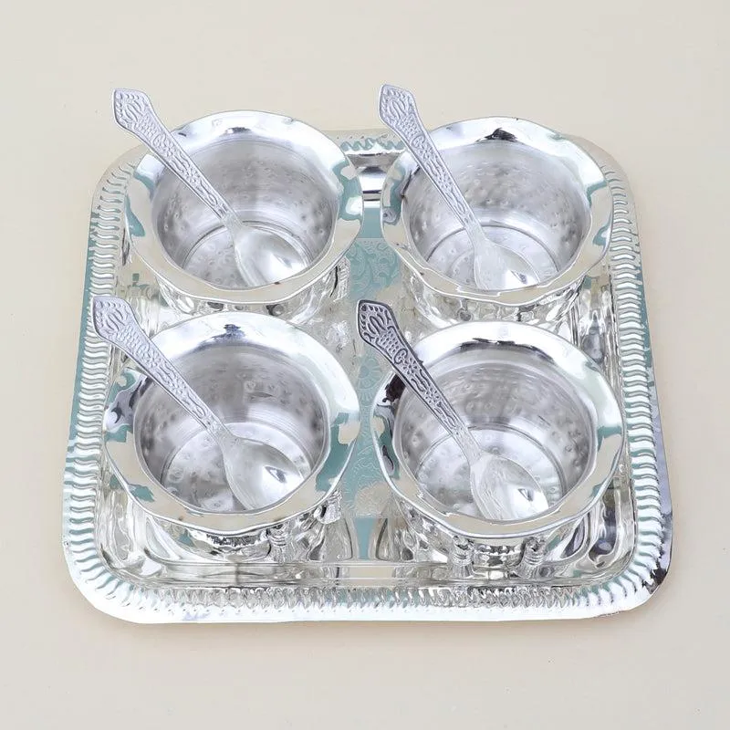 Karuna Silver Bowl With Spoon & Tray (200 ML) - Set Of Nine media 5