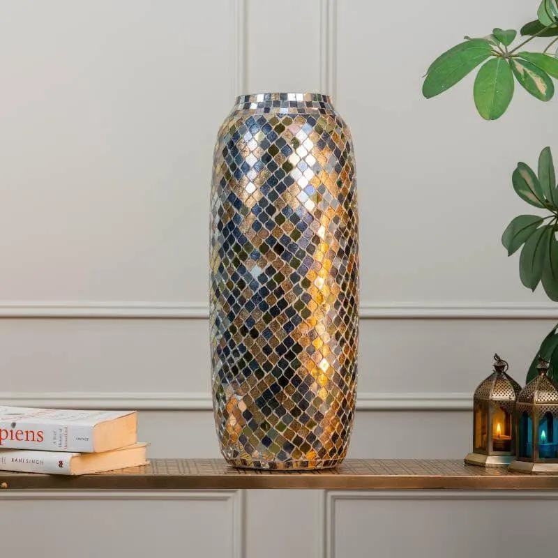 Garnet Mosaic Tall Vase - Silver media 3
