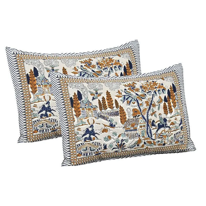 Jimika Printed Cotton Bedsheet (Blue) - 160 TC media 5