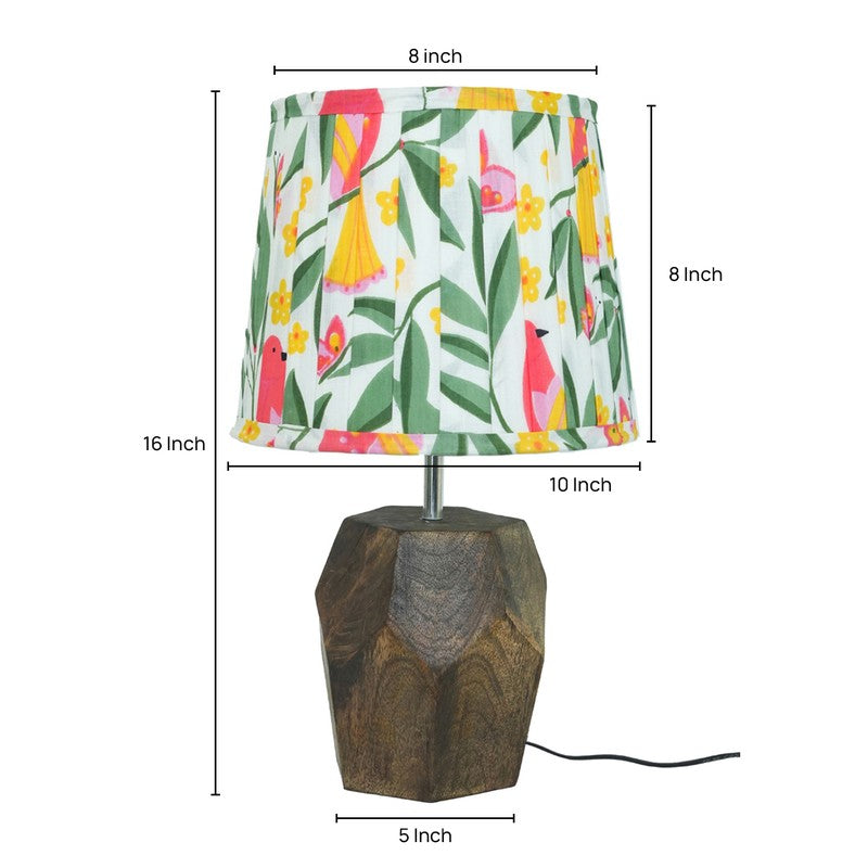 Botanical Prism Wooden Base Cotton Table Lamp - Multicolor media 5